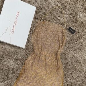 Lemon Lunar Gold Evening Dress with Chain Straps
